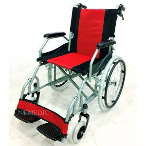 NT12120 รถเข็นผู้ป่วย-รถเข็นผู้สูงอายุ รถเข็นพับพนักพิงหลังได้ มีเบรคมือ