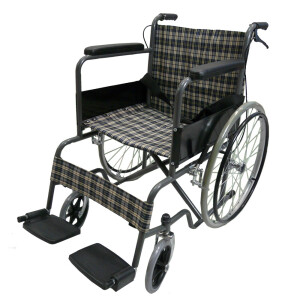 NT1234 รถเข็นผู้ป่วยพับได้ราคาถูก มีเบรค สายรัดตัวผู้ป่วย CA907E