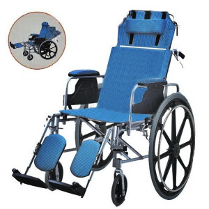 NT1236 รถเข็นผู้ป่วยปรับนอนได้-รถเข็นพับได้ เปิดข้างได้ ที่วางขาปรับได้