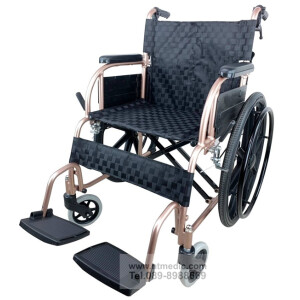 NT1239-02 รถเข็นผู้ป่วยพับได้ น้ำหนักเบา เบาะนั่งกว้าง